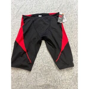 TYR Mens Hexa Cure Splice Jammer Swimsuit Black Red Durafast Elite SHEXA7AH 34 M